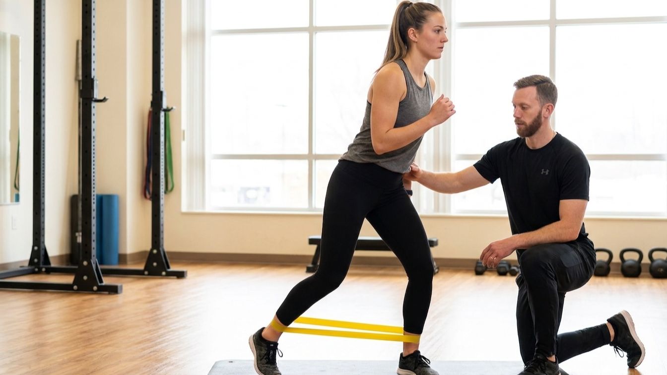 Patient undergoing a functional movement assessment with a physical therapist at a performance physical therapy clinic in Columbus, OH