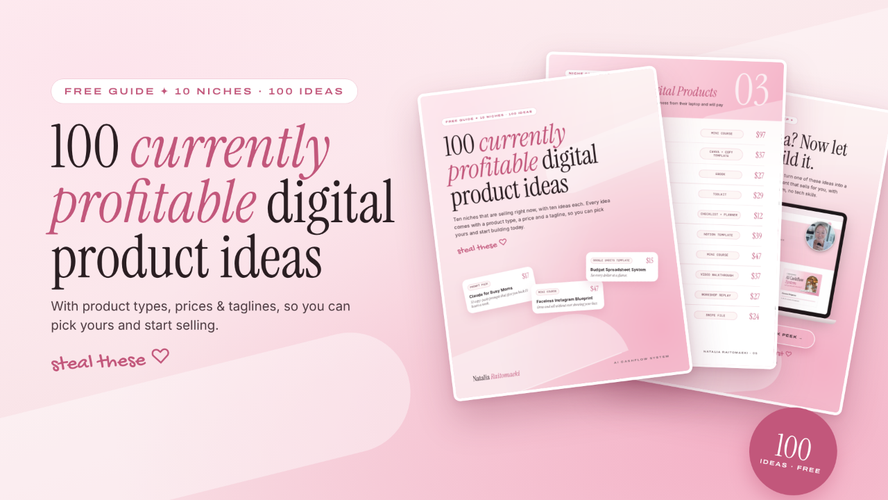 100 currently profitable digital product ideas free guide preview