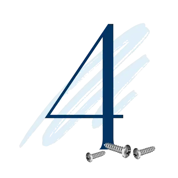 Large number four with several screws, introducing how thoughtful visual details, such as video transitions, can maintain your brand&rsquo;s distinctive mood and personality.