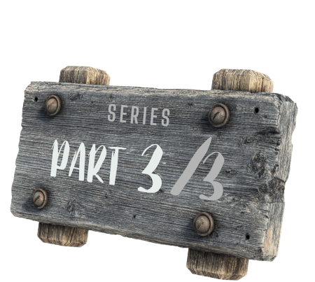 Wooden signboard with a rustic, weathered texture displaying the text &ldquo;Series Part 1/3,&rdquo; styled like a workshop or mechanic-themed marker for the first part of a content series.