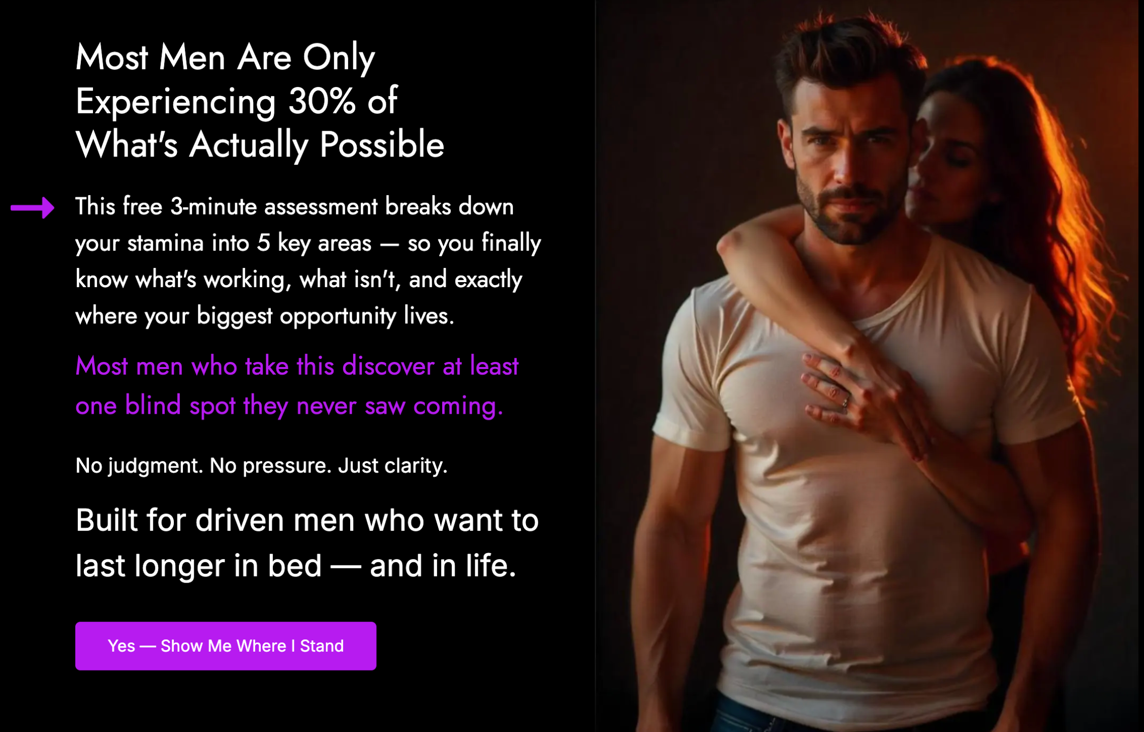 Man with partner embracing him beside Male Stamina Assessment invitation
