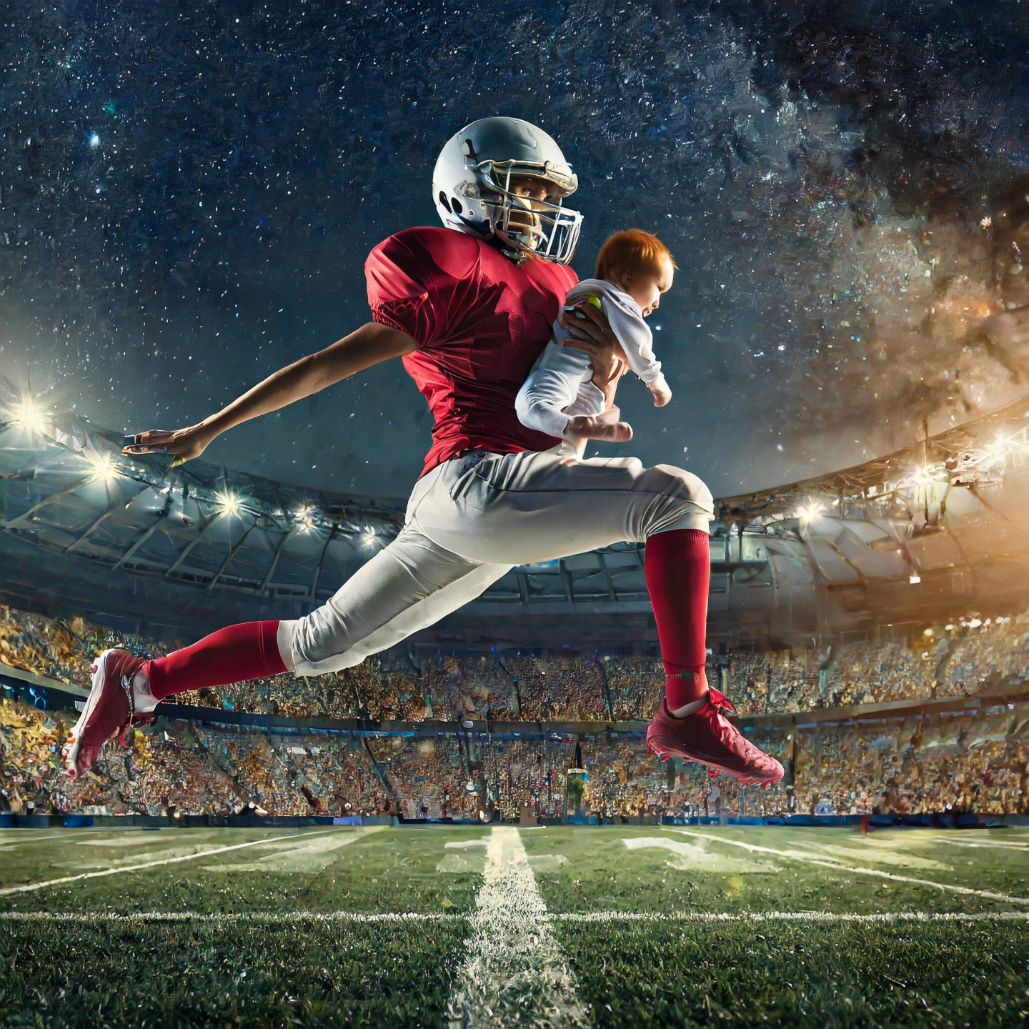 GlidePix Home Page: Experience the beauty of storytelling through photography. Image: Soccer player carrying a child, capturing a moment of joy and connection
