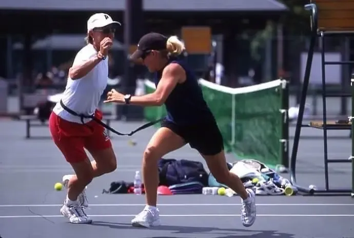 Giselle Martin training Martina Navratilova during her professional tennis career