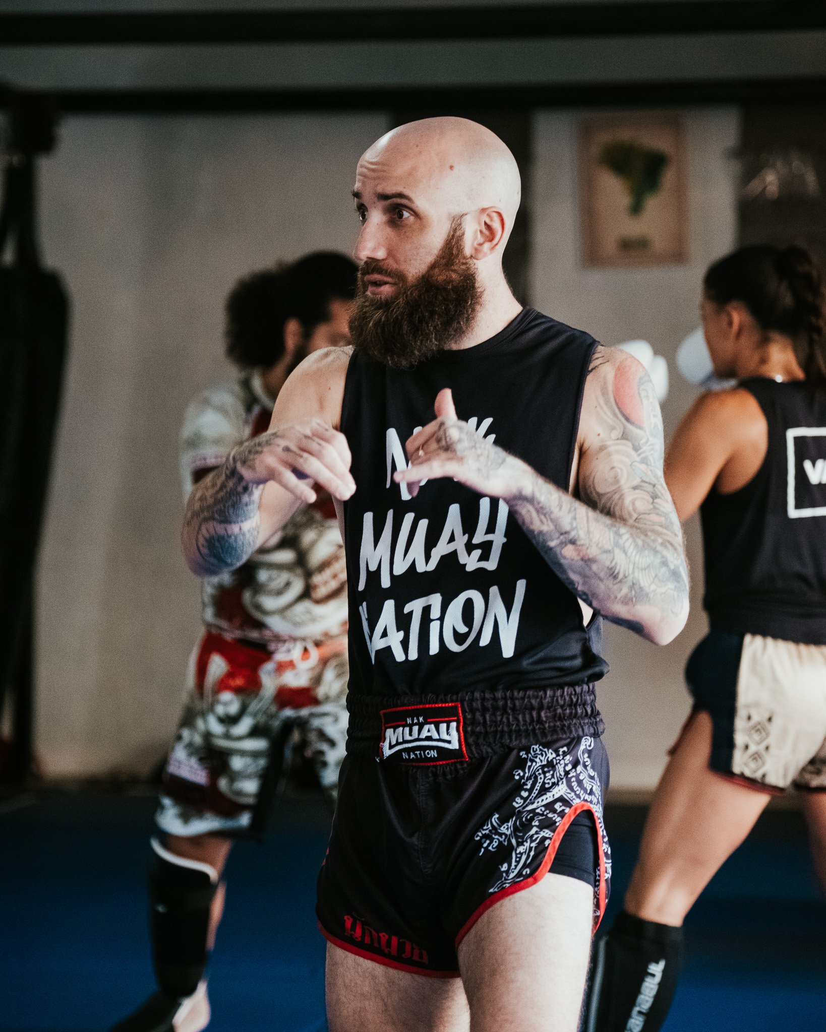 Sean Fagan coaching in Nak Muay Nation gear
