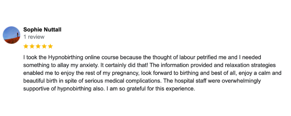 Hypnobubs Review - Sophie Nuttall (Google Review)