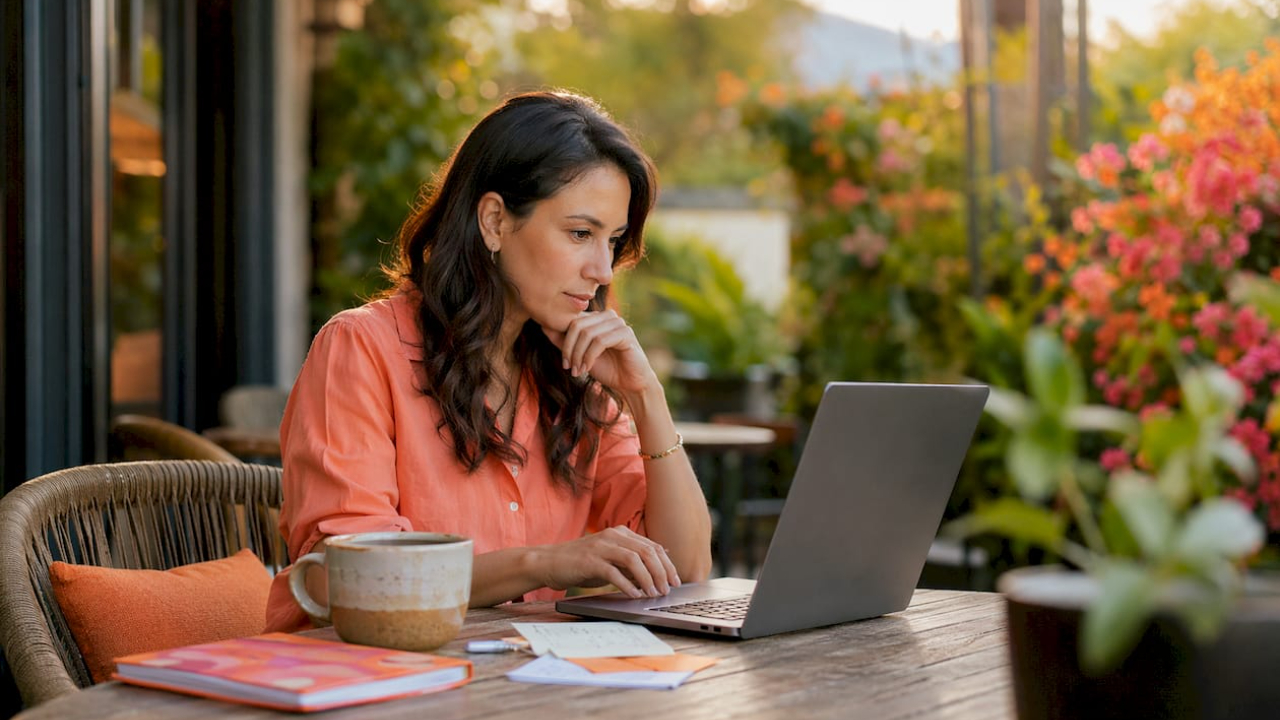 coach setting up discovery call booking with laptop
