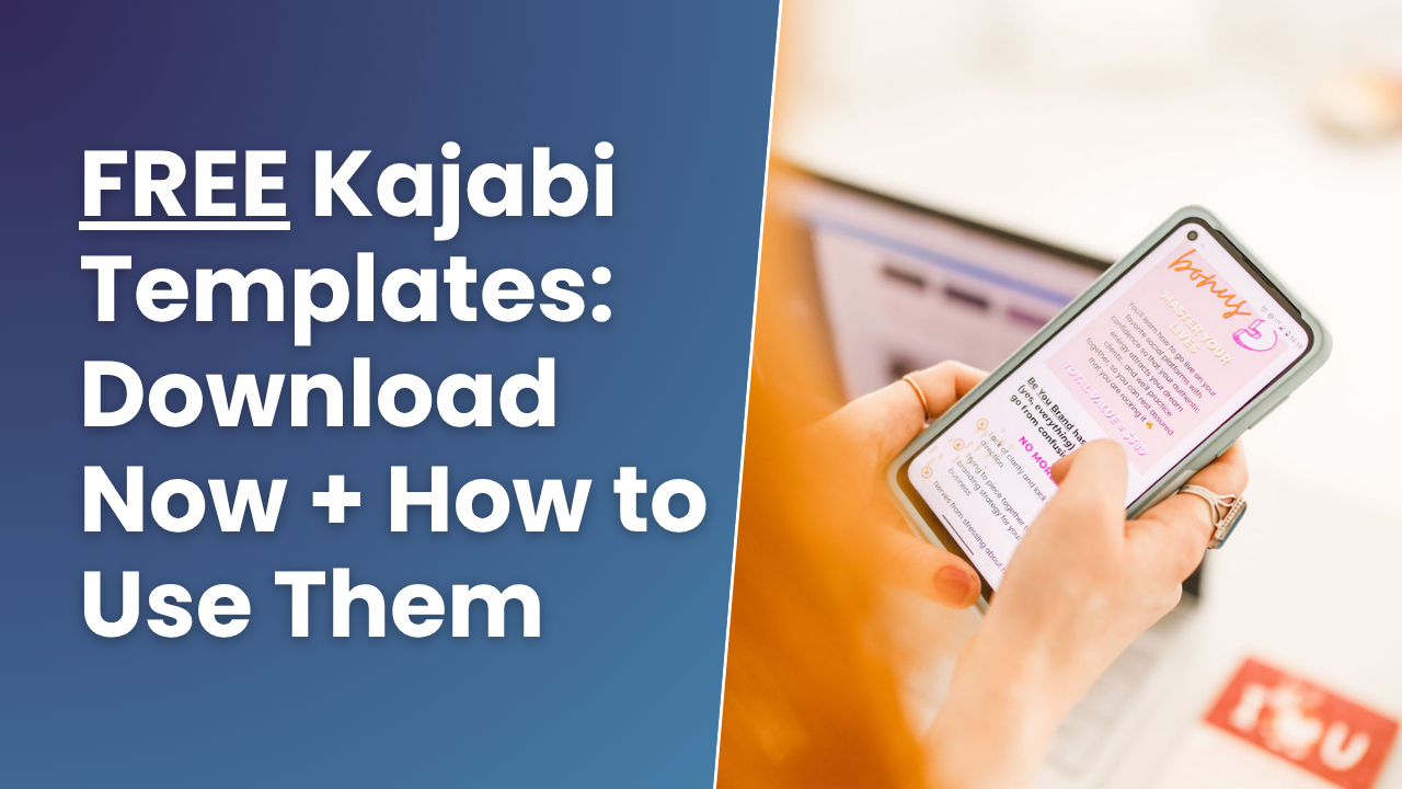 Free Kajabi templates download with phone and laptop showing a Kajabi website design.