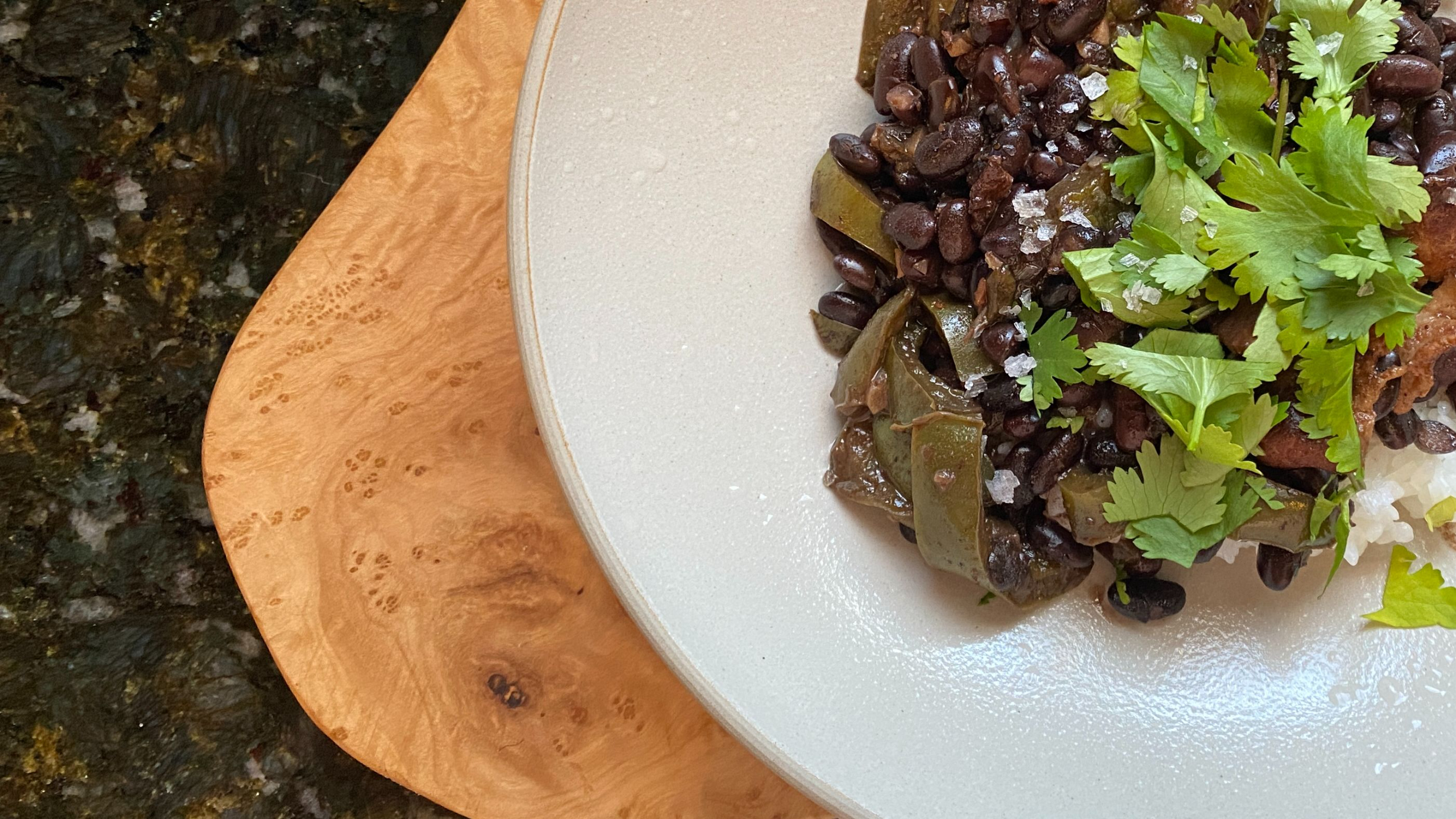Black beans ona counter