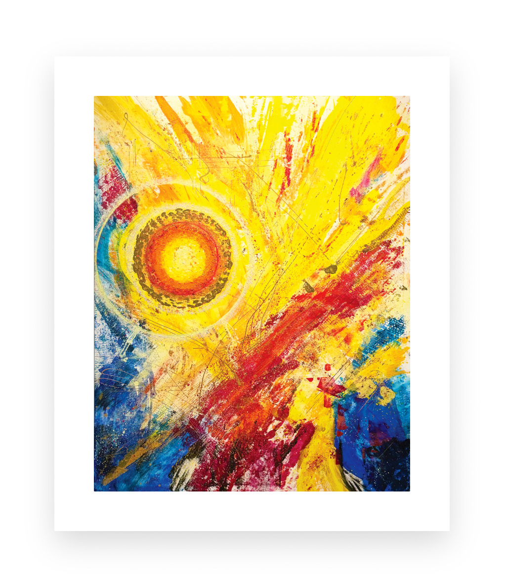 Solar Dialogue framed abstract artwork