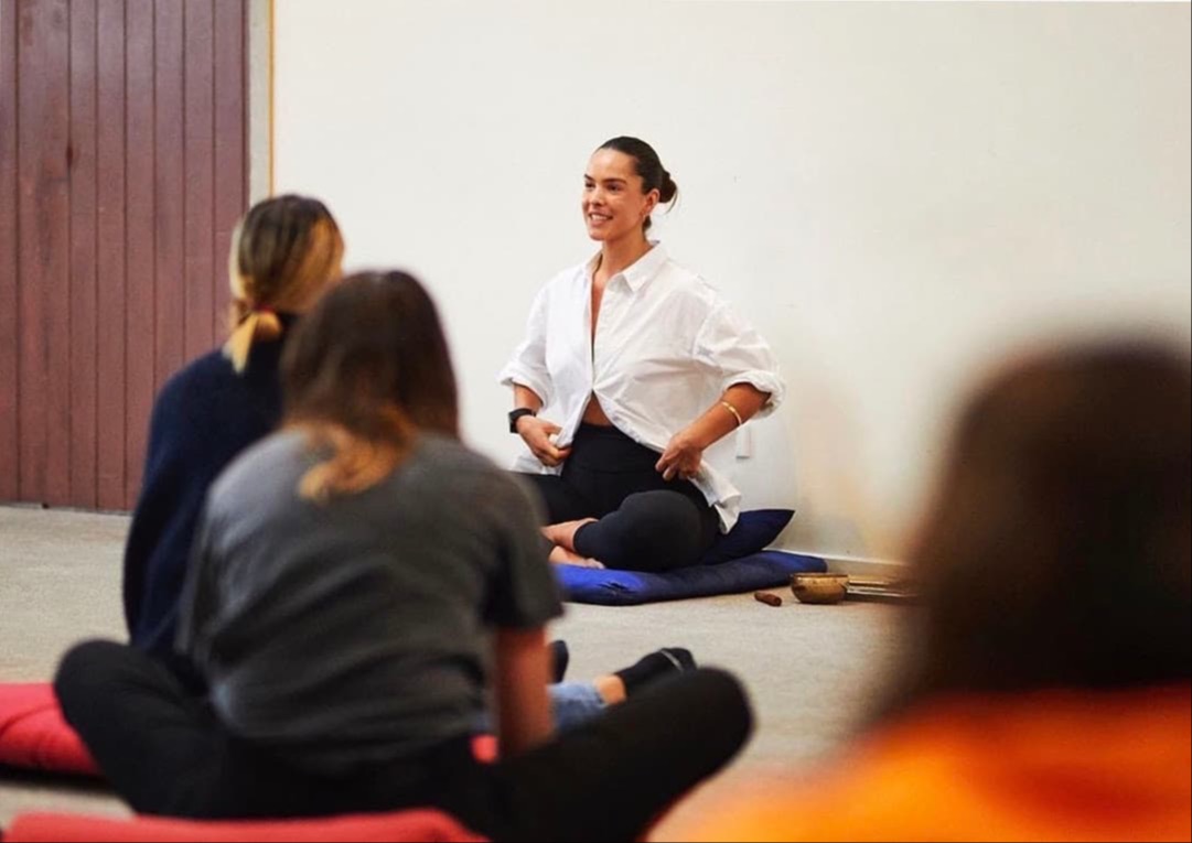 Dharma Moon Graduate Lucienne Di Tempora teaching a meditation workshop