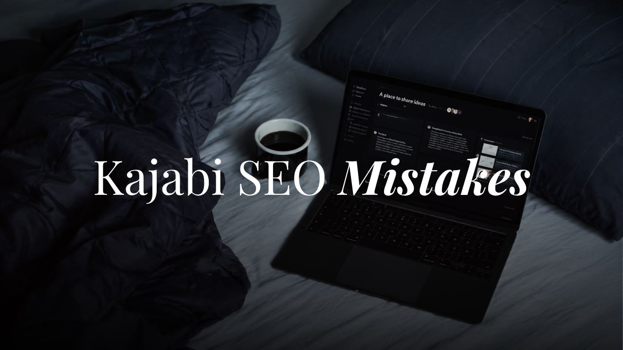 Laptop showing a Kajabi landing page being optimized for SEO