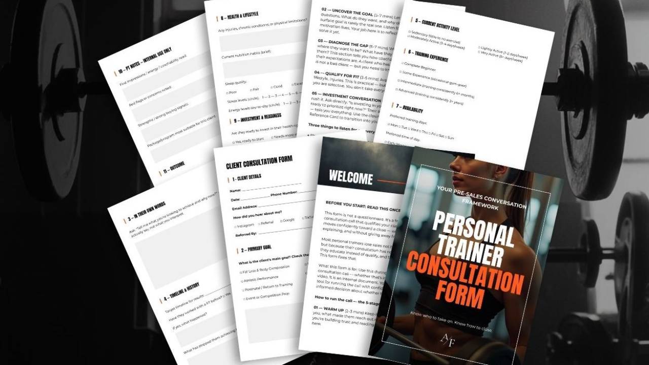 Personal Trainer Consultation Form for Fitness Coaches