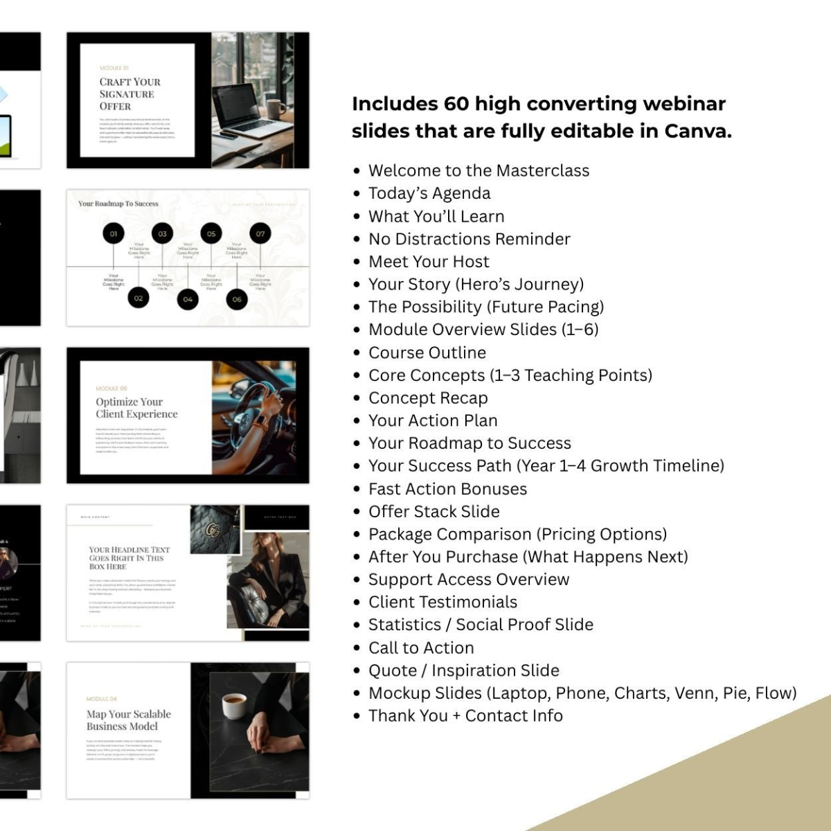 Executive Slide Deck – Perfect for Business Coaches, High Ticket Experts, and Course Creators – Neutral Elegant Aesthetic