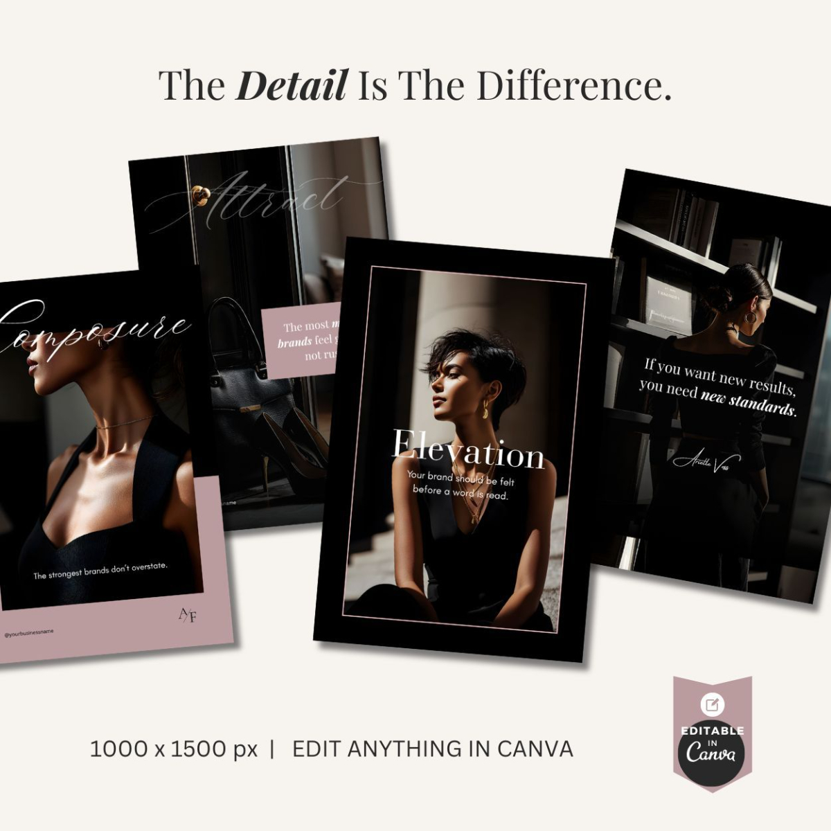 Milano Pinterest pin templates built for luxury coaches and course creators with dark editorial brand aesthetic