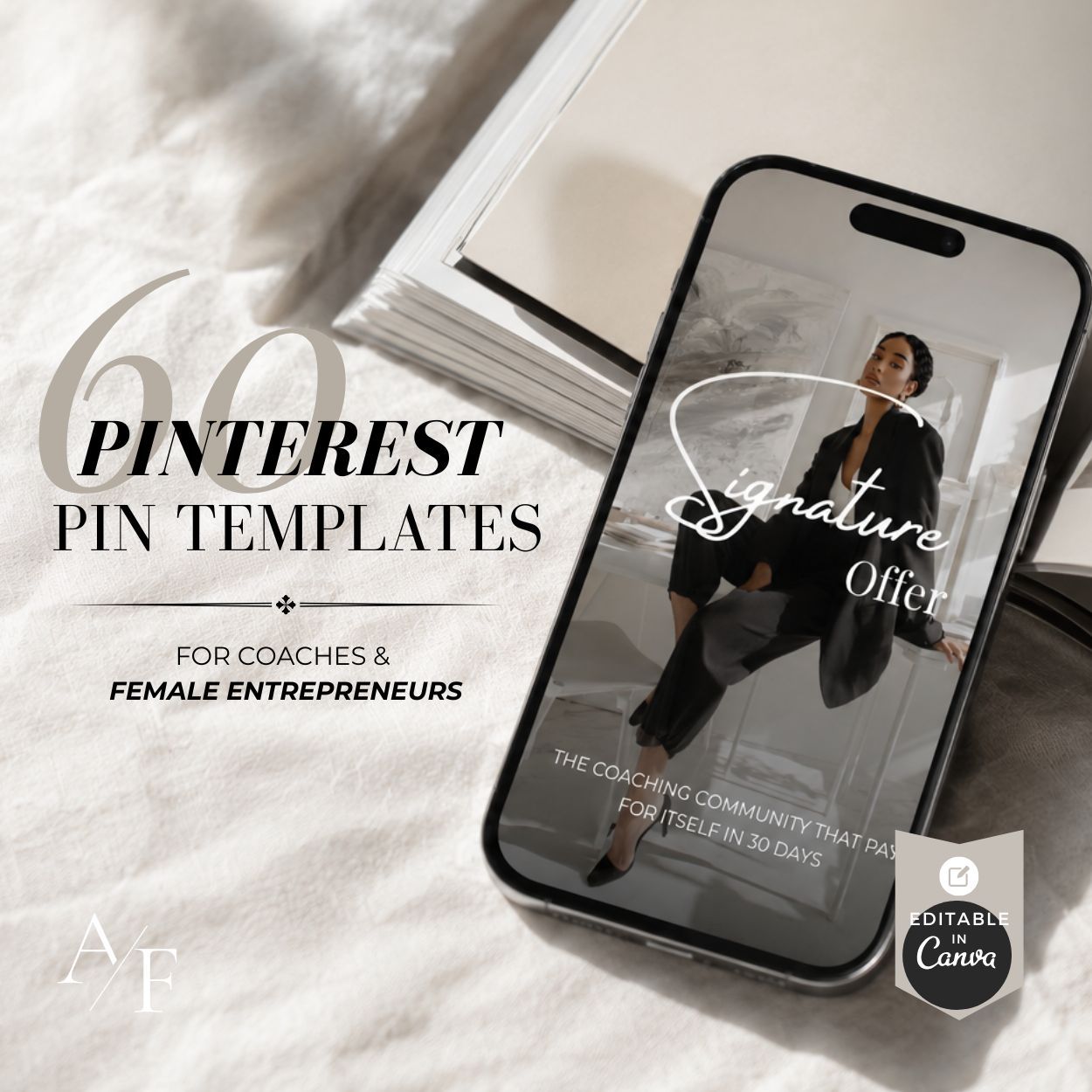 Editorial Pinterest Pin Template shown on a mobile phone