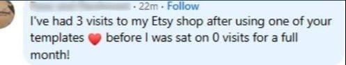 Etsy seller Instagram analytics screenshot showing increased organic search traffic to their Insta page