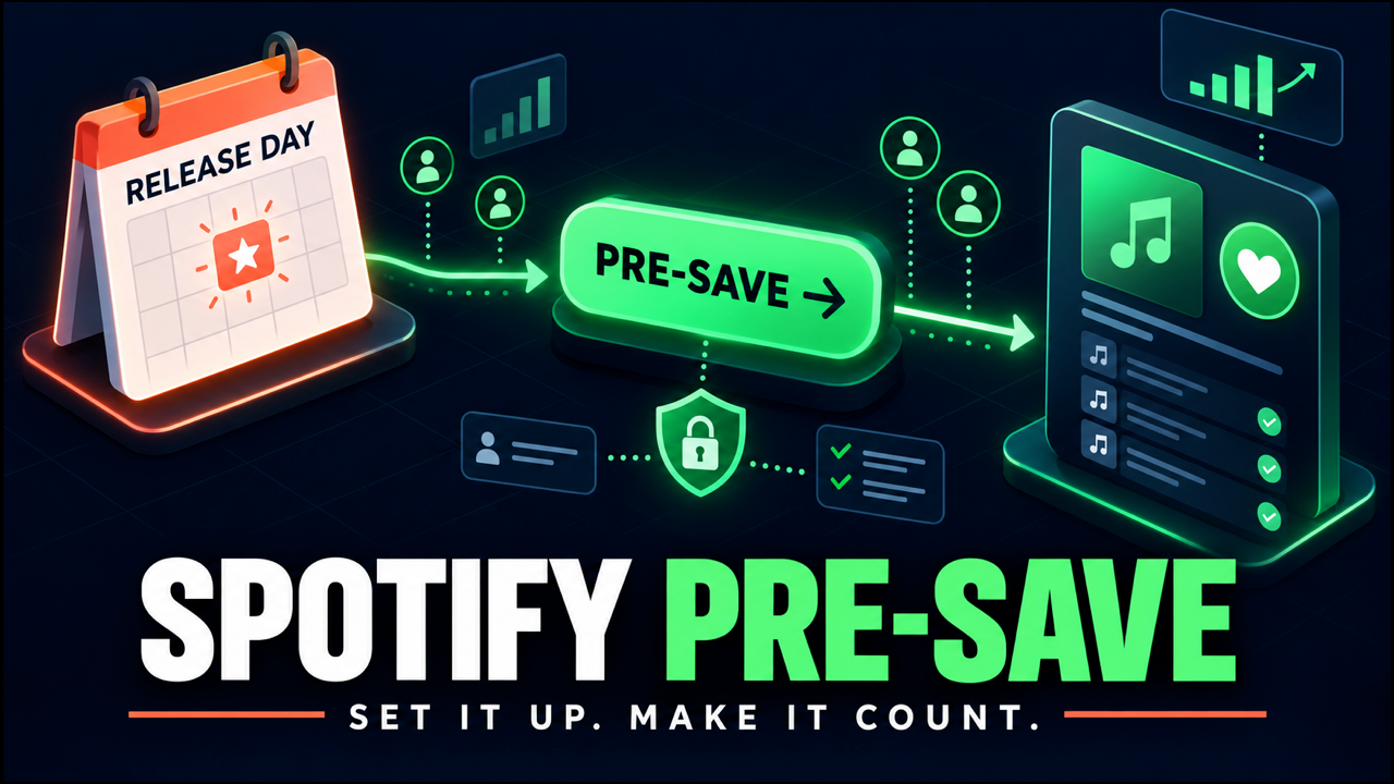 Spotify pre-save campaign flow from release day to a listener's music library