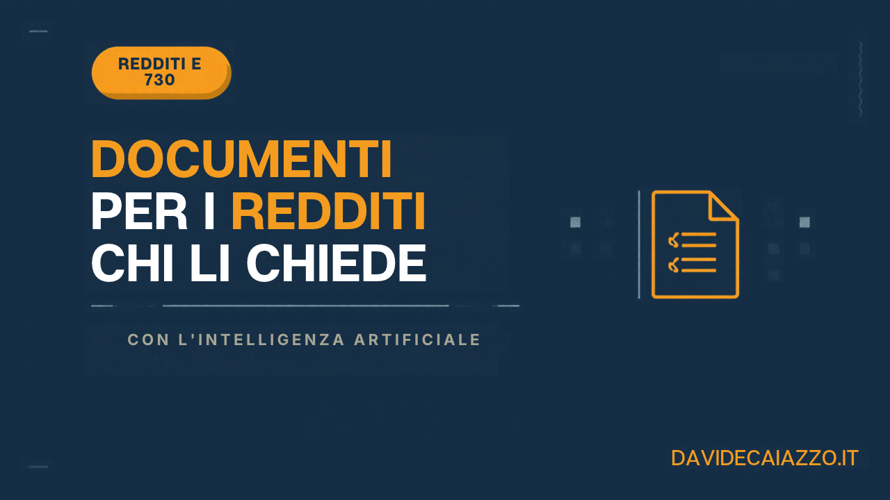 Documenti per i Redditi richiesti ai clienti con l'intelligenza artificiale, Commercialista AI