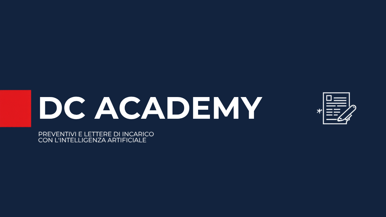 Preventivi e lettere di incarico con l'intelligenza artificiale, cover DC Academy
