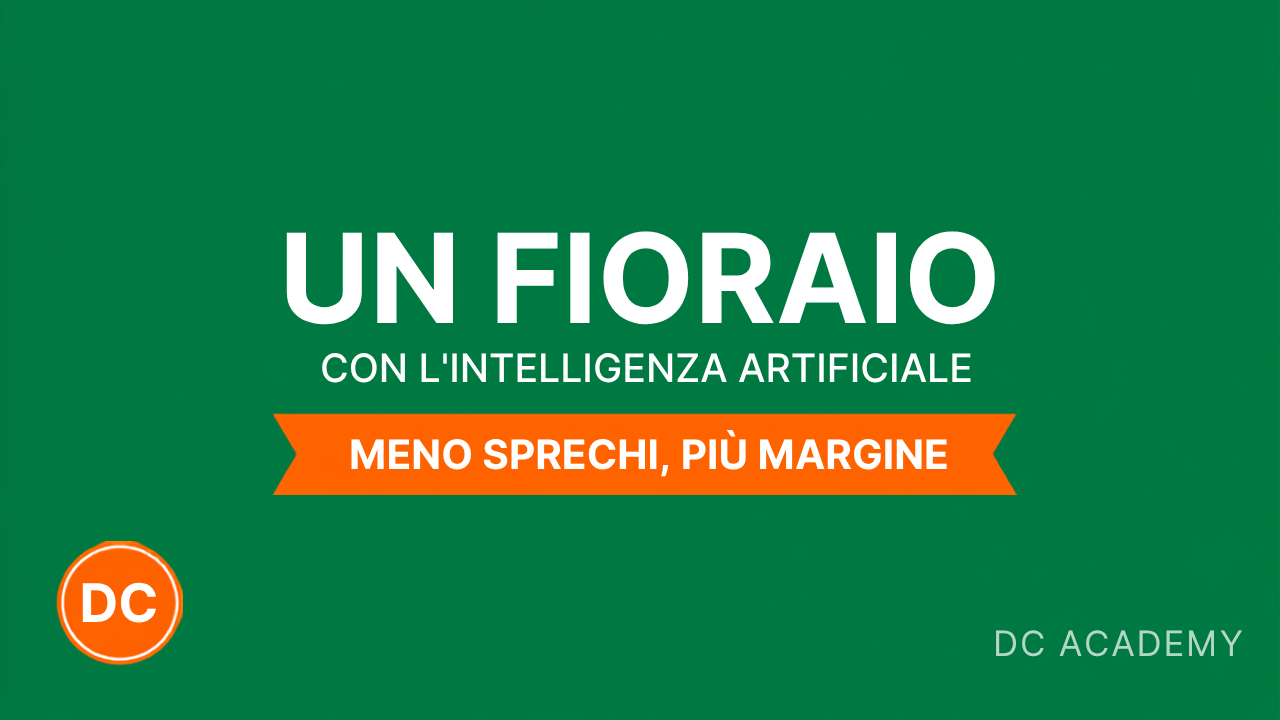 Un fiorista prepara composizioni di fiori freschi in negozio con strumenti di intelligenza artificiale