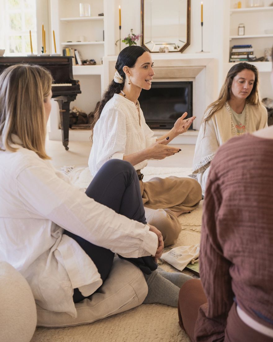 Georgiana teaching the circle at the retreat