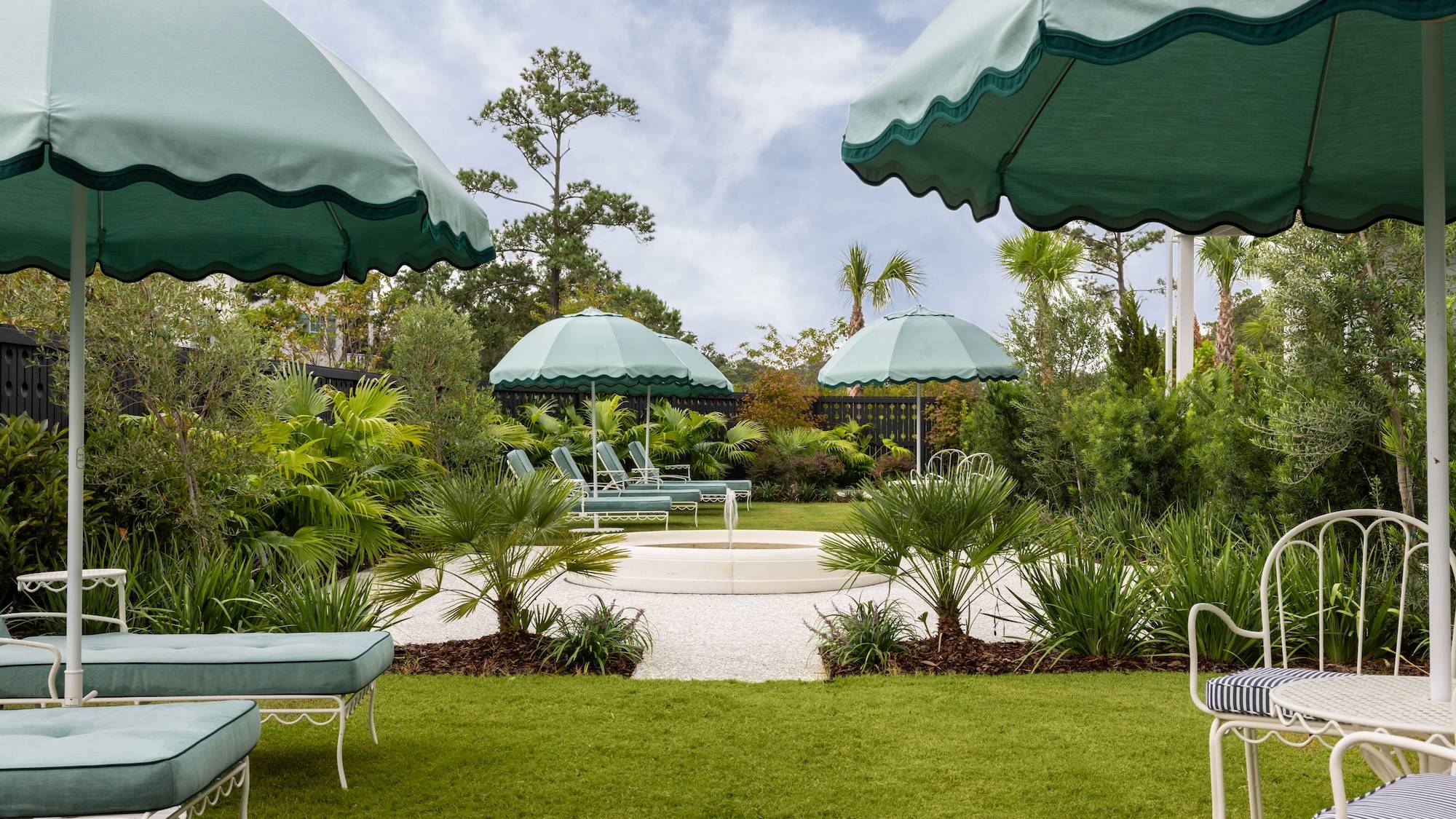 The garden and pool umbrellas at The Dunlin