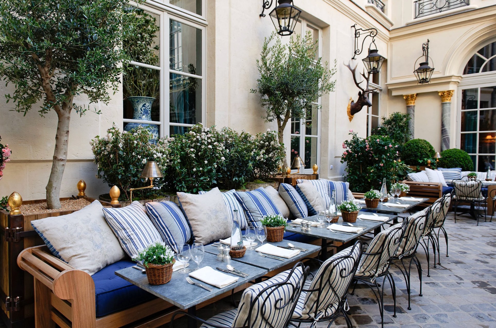 Ralph's Paris courtyard, where India Hicks joins us for brunch — a nod to her longstanding modeling career with Ralph Lauren.