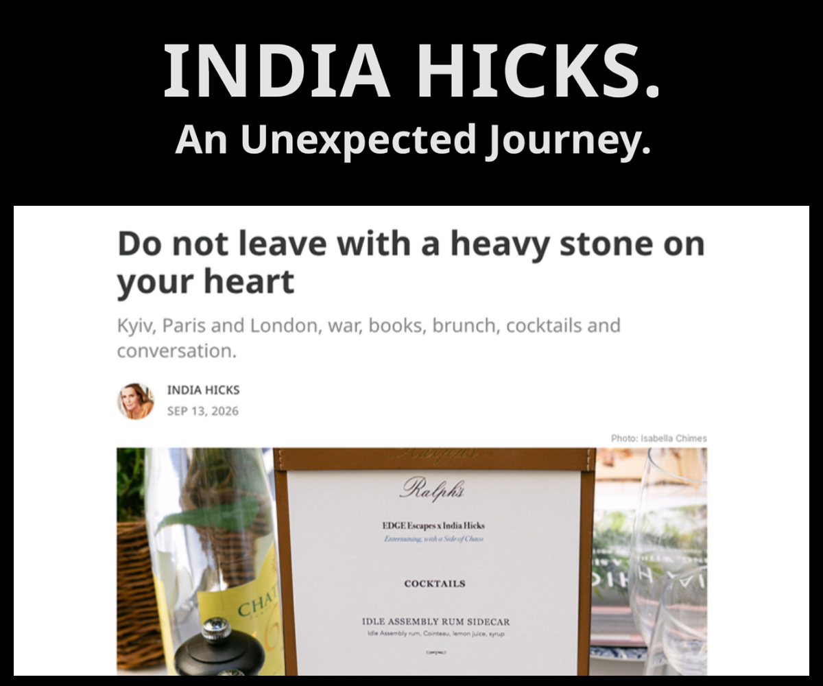 INDIA HICKS Substack post about EDGE Escapes in Paris
