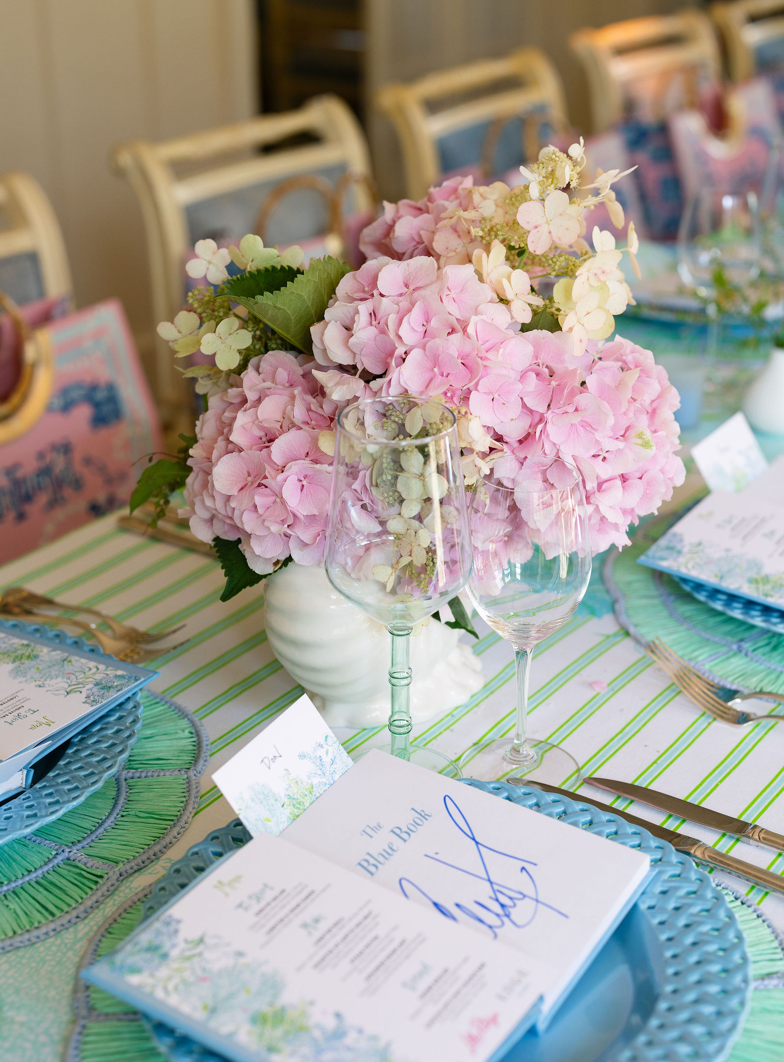 Hydrangeas and place settings