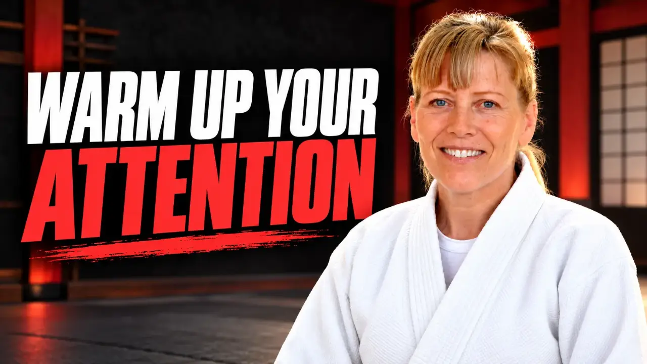Lia Suzuki demonstrating focused attention before Aikido class begins
