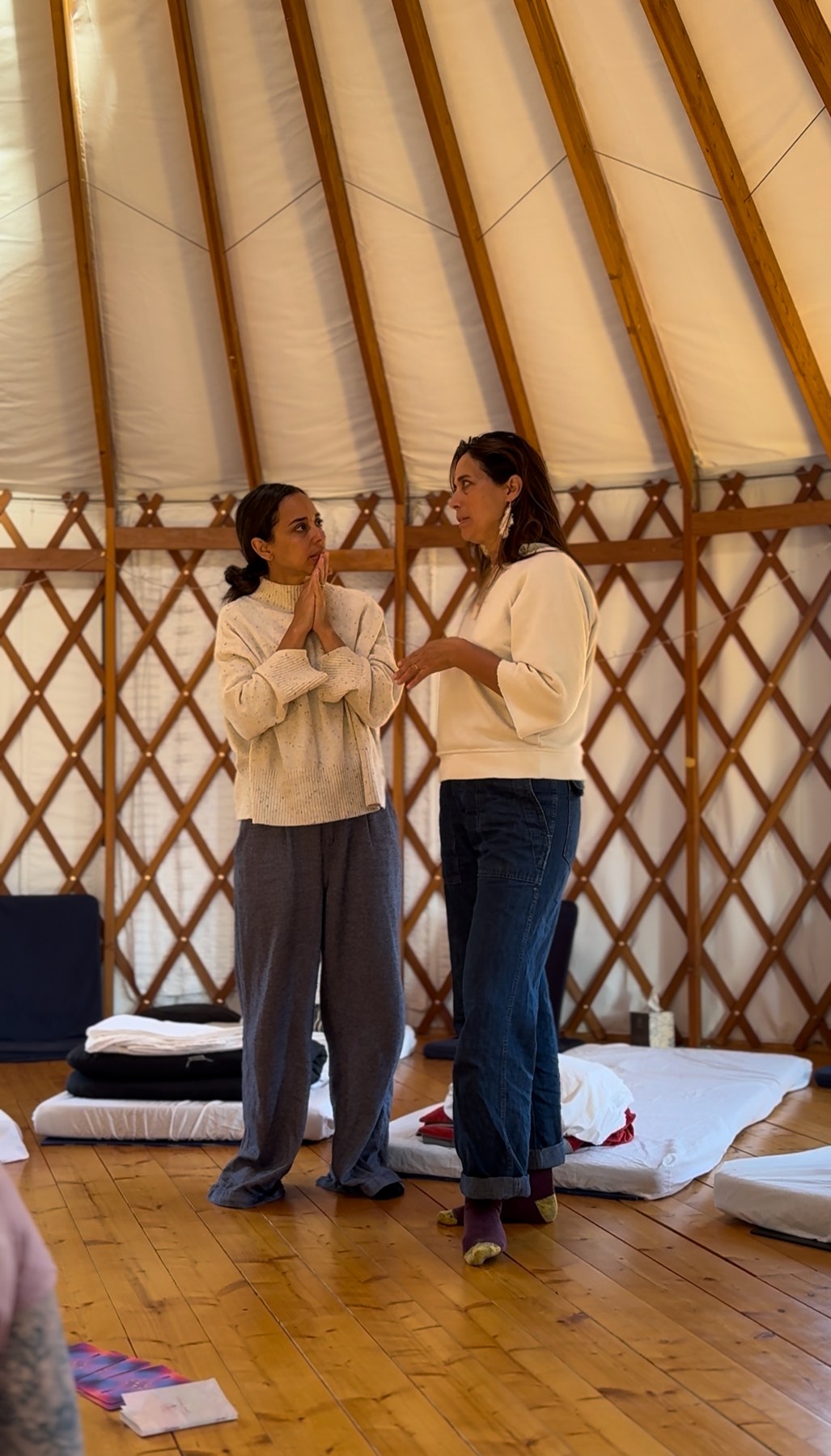 Two facilitators in conversation
