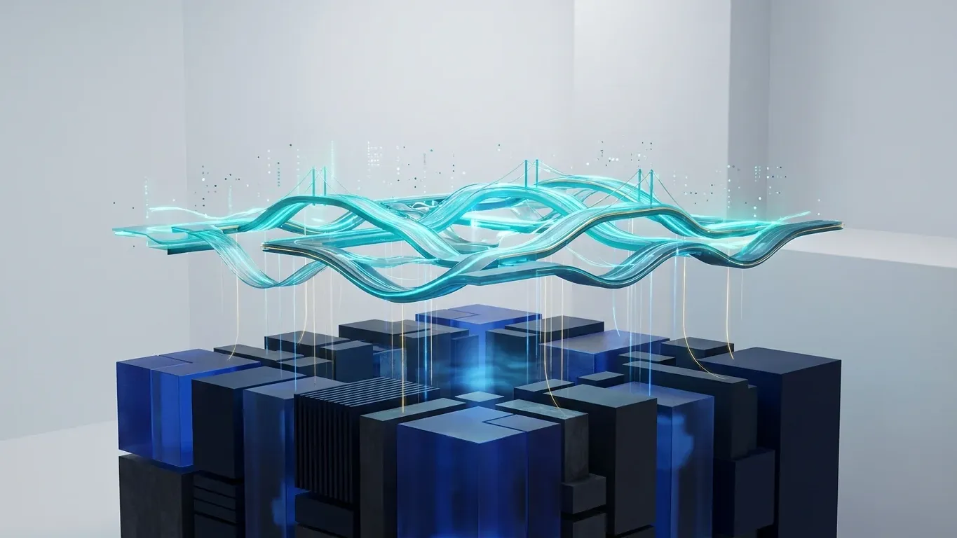 Illustration of Ethereum Layer 2 scaling, showing fast transaction networks flowing above the Ethereum base layer to improve speed and reduce costs