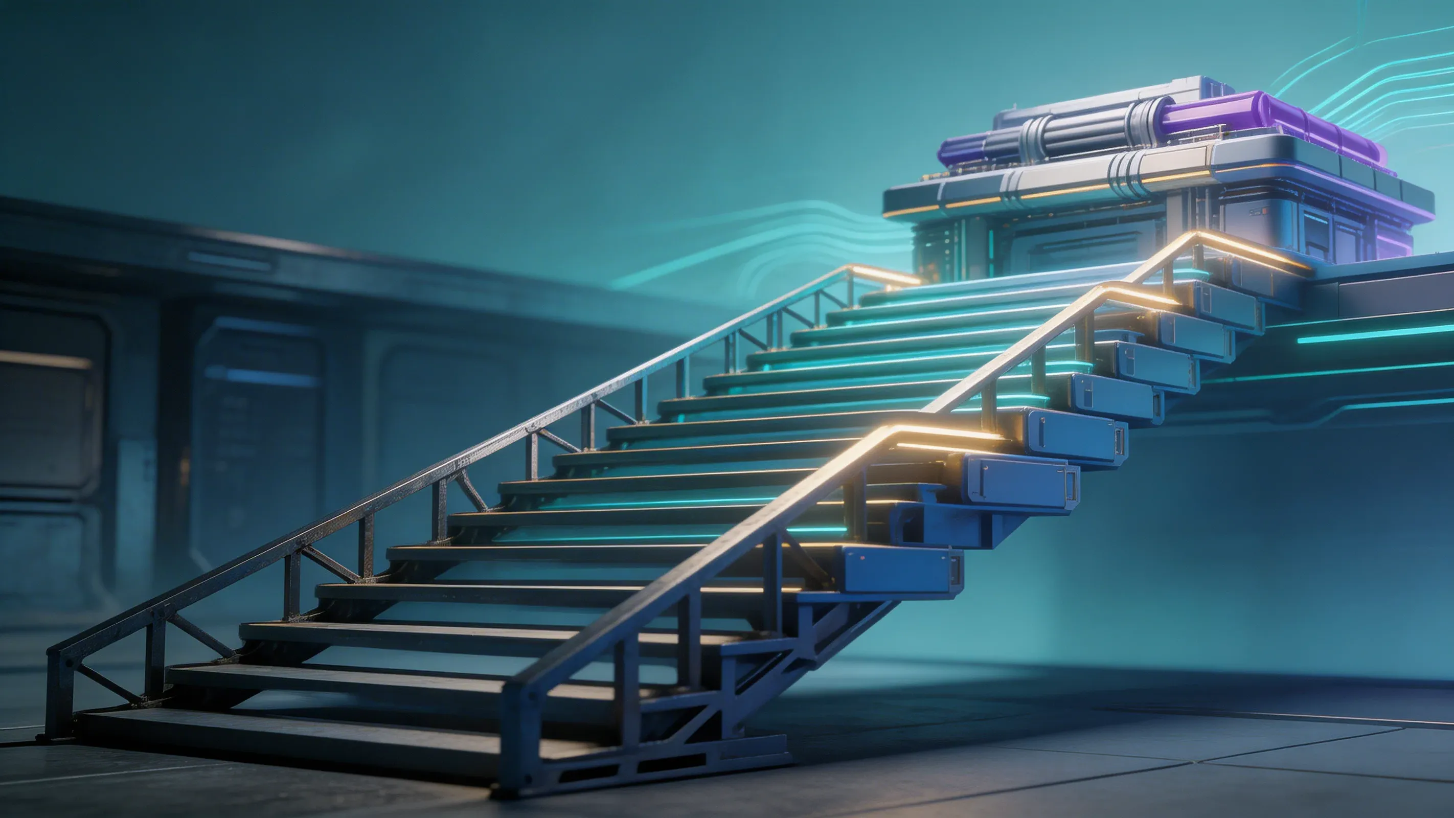 Illustration of blockchain careers as a staircase to opportunity, showing professional growth through crypto skills and industry pathways