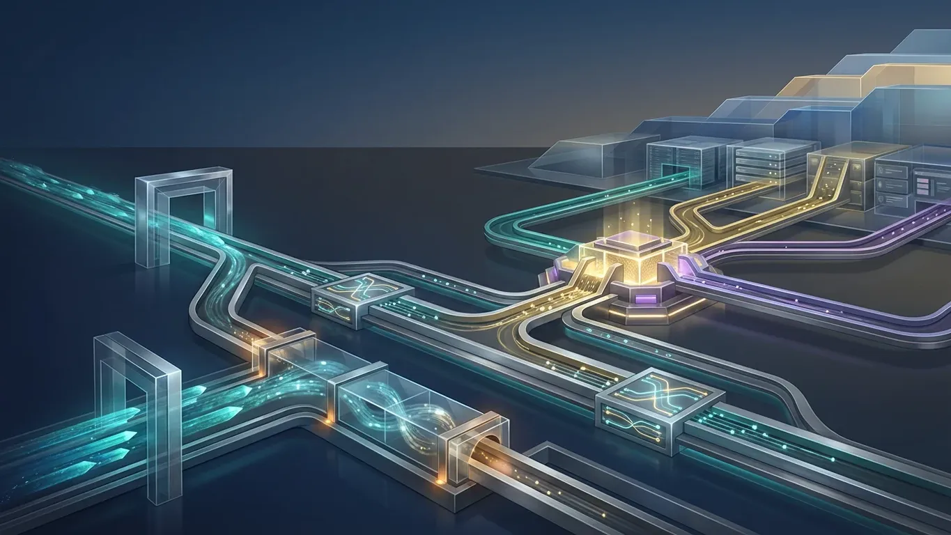 Illustration of Web3 infrastructure, showing the shift from broken centralized systems to transparent blockchain-based digital networks