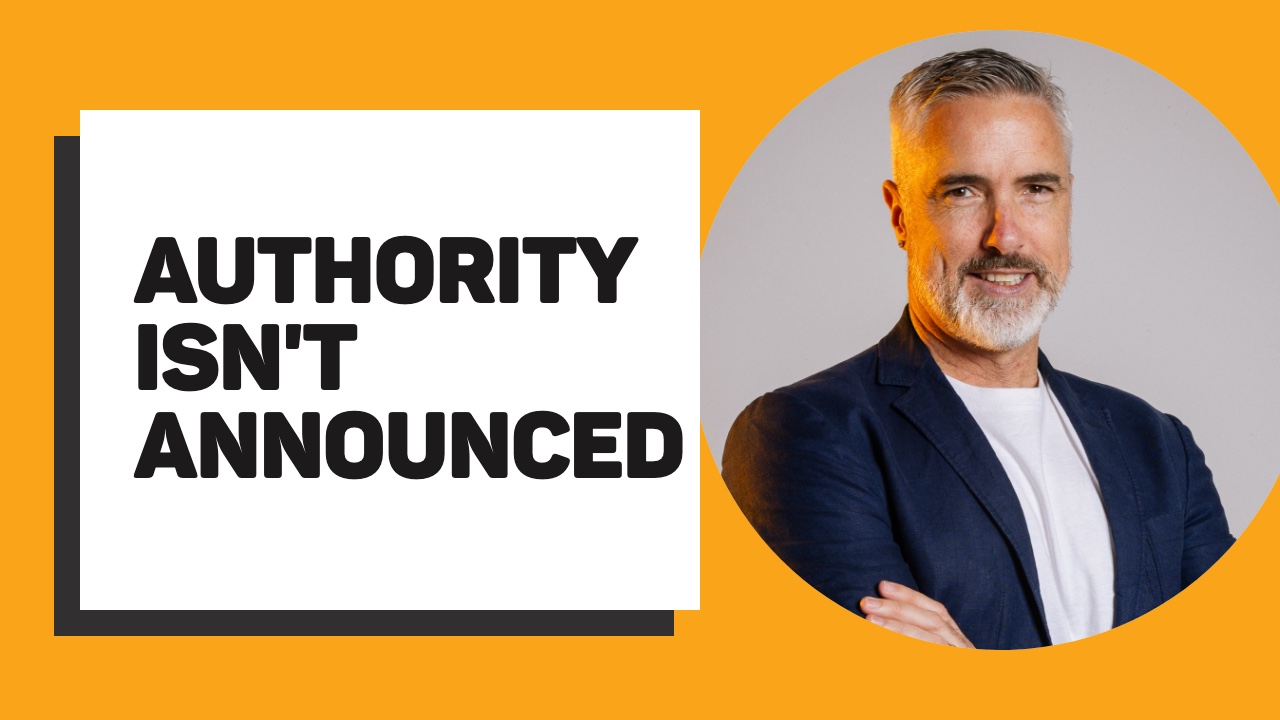 Chris Schwager beside the words Authority Isn't Announced, from the Video Confidence Collective podcast