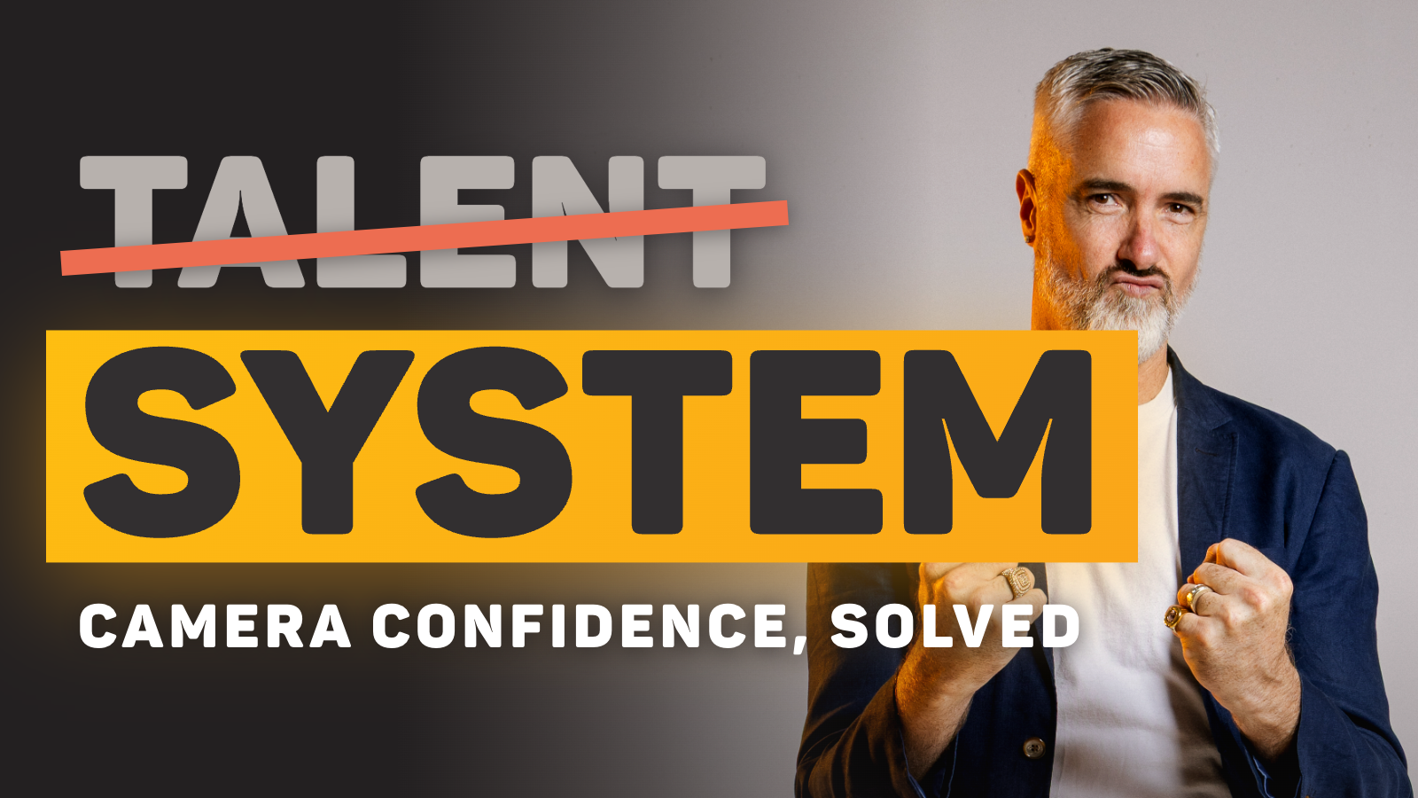 Thumbnail with the word Talent crossed out above System in a yellow highlight, Chris Schwager with fists raised