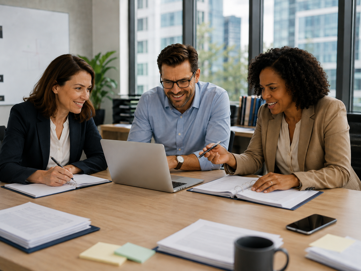 Affordable housing professionals working confidently with an organized compliance process