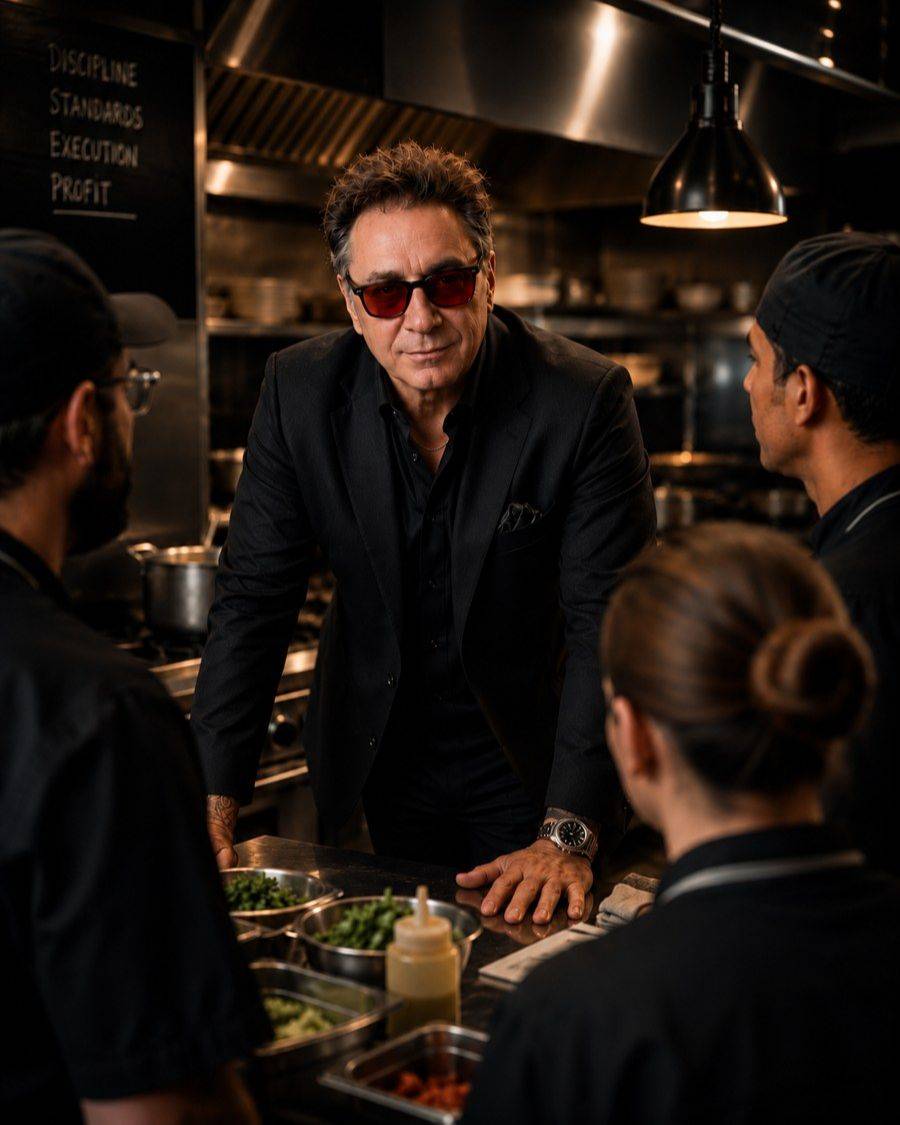 Donald Burns, The Restaurant Coach, in a commercial kitchen