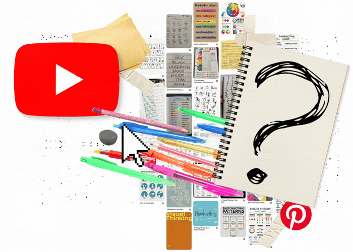 Illustration showing the frustration of trying to learn sketchnoting from scattered sources &mdash; a time suck that doesn't build real skill
