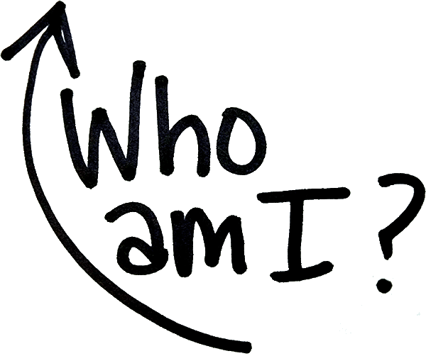 Hand-drawn lettering reading Who Am I