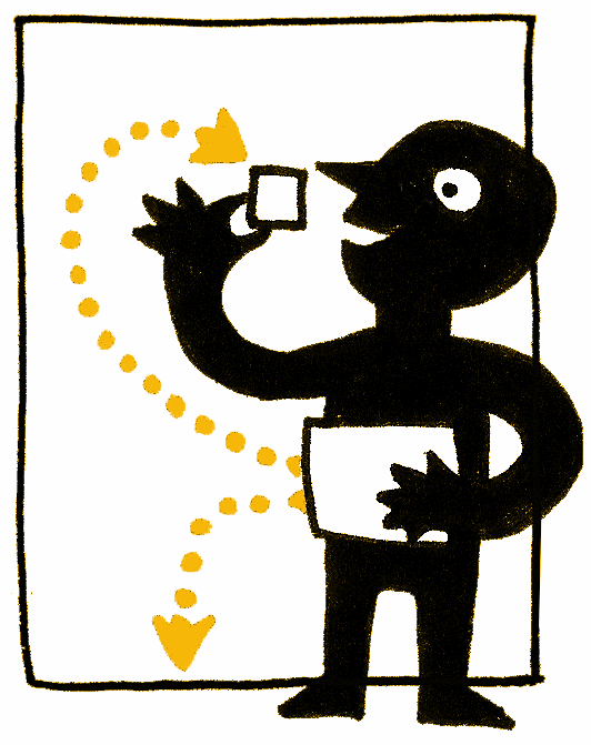 Figure hold small and medium squares in front of a giant rectangle illustrating SCALE