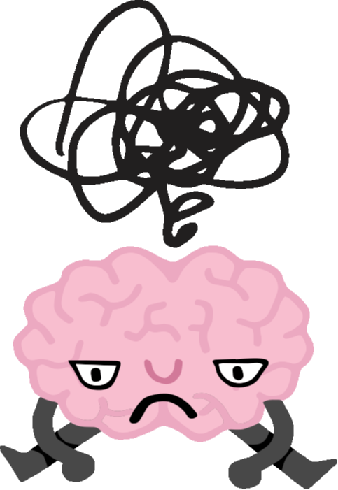 cartoon brain with dial on its forehead, the dial is turned all the way up