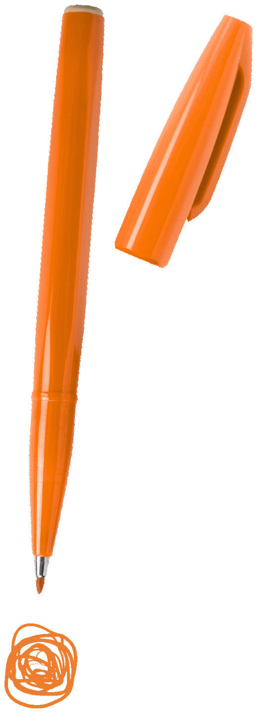 an orange pen on paper — the simple analog tools of visual thinking