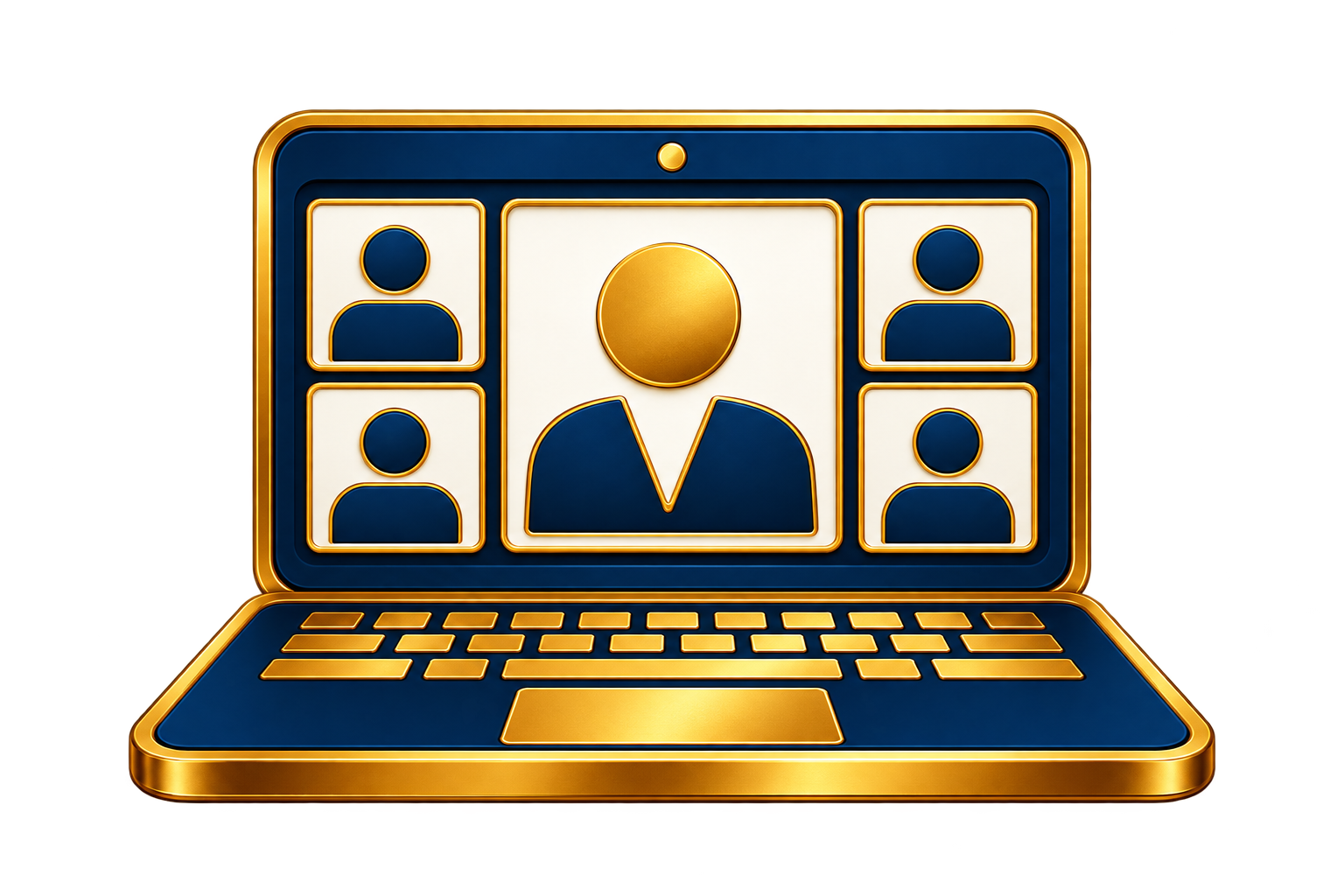 Laptop video conference icon representing Grant Central USA live online instructor-led training.