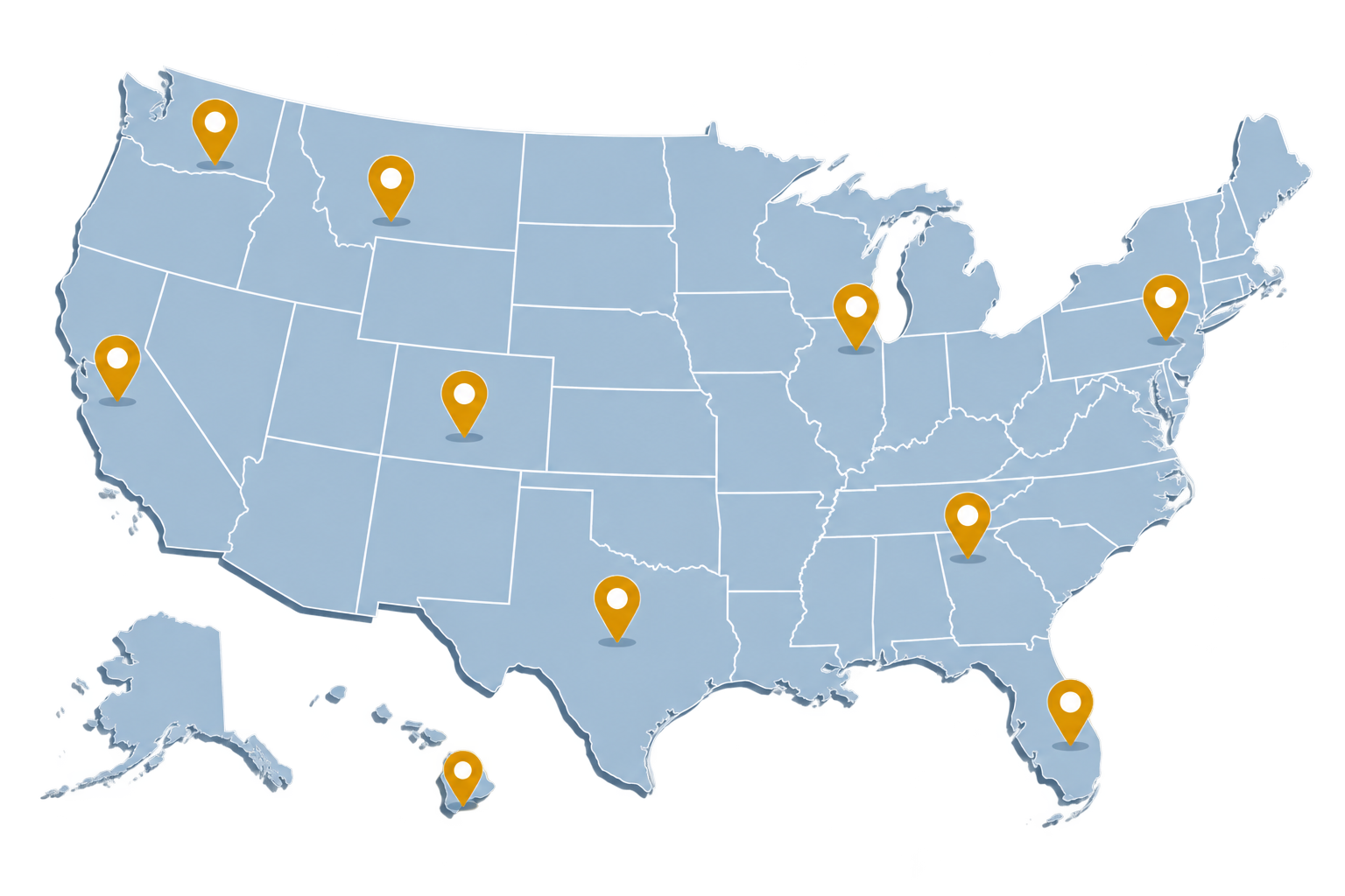 United States map showing Grant Central USA Two-Day Grant Writing Workshop locations across the country.