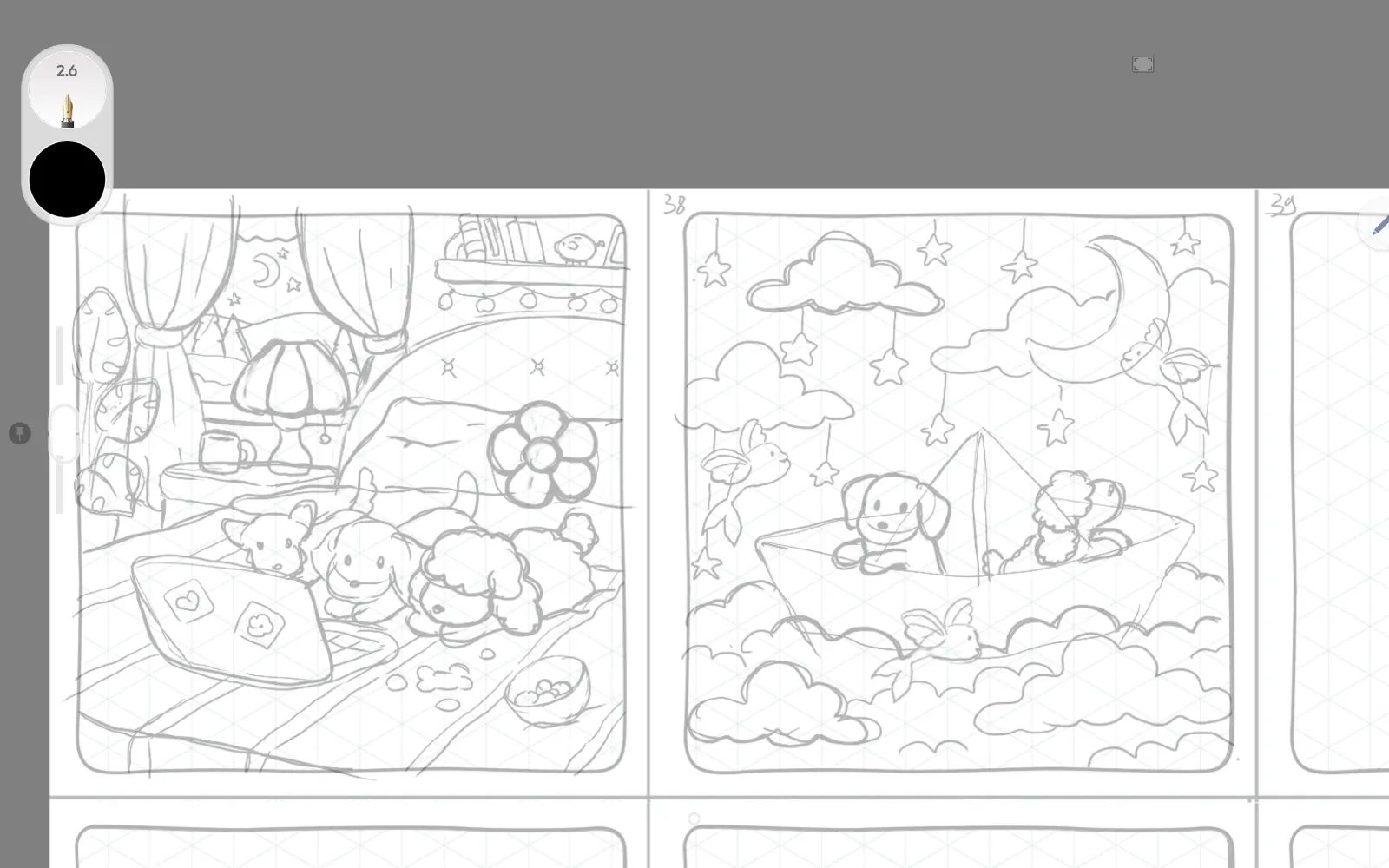 Early Comfy Puppies page sketch 6