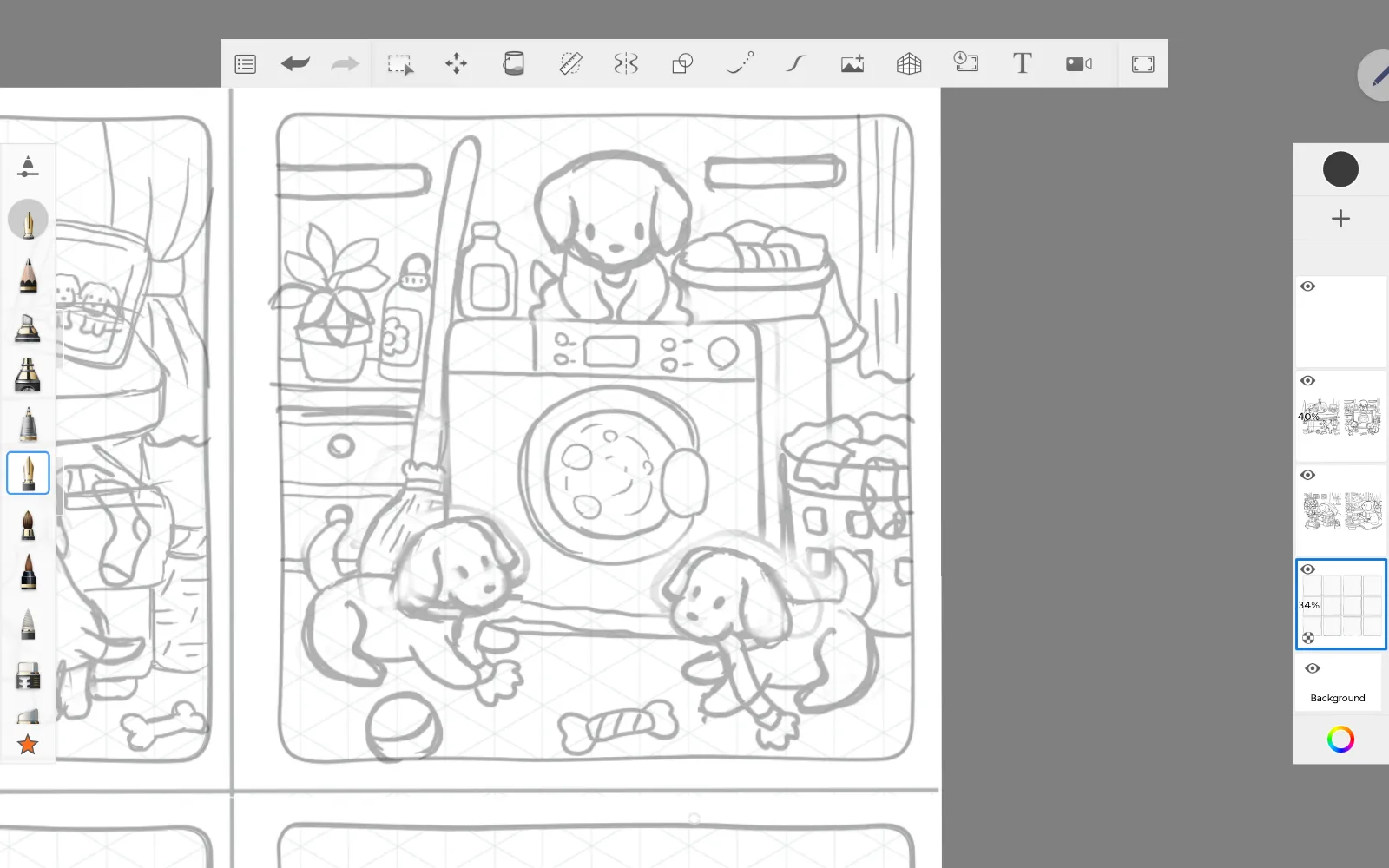 Early Comfy Puppies page sketch 2