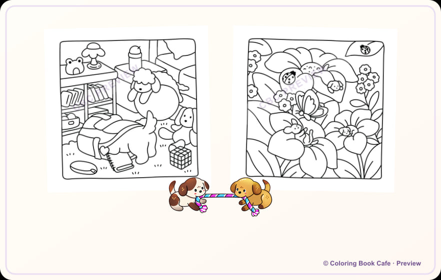 Preview of Comfy Puppies pages 20 and 31