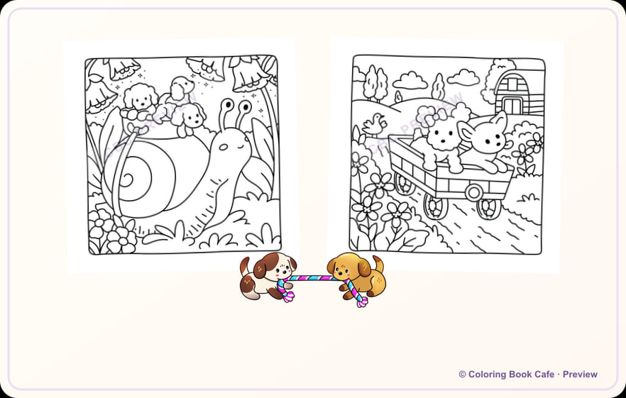 Preview of Comfy Puppies pages 32 and 33