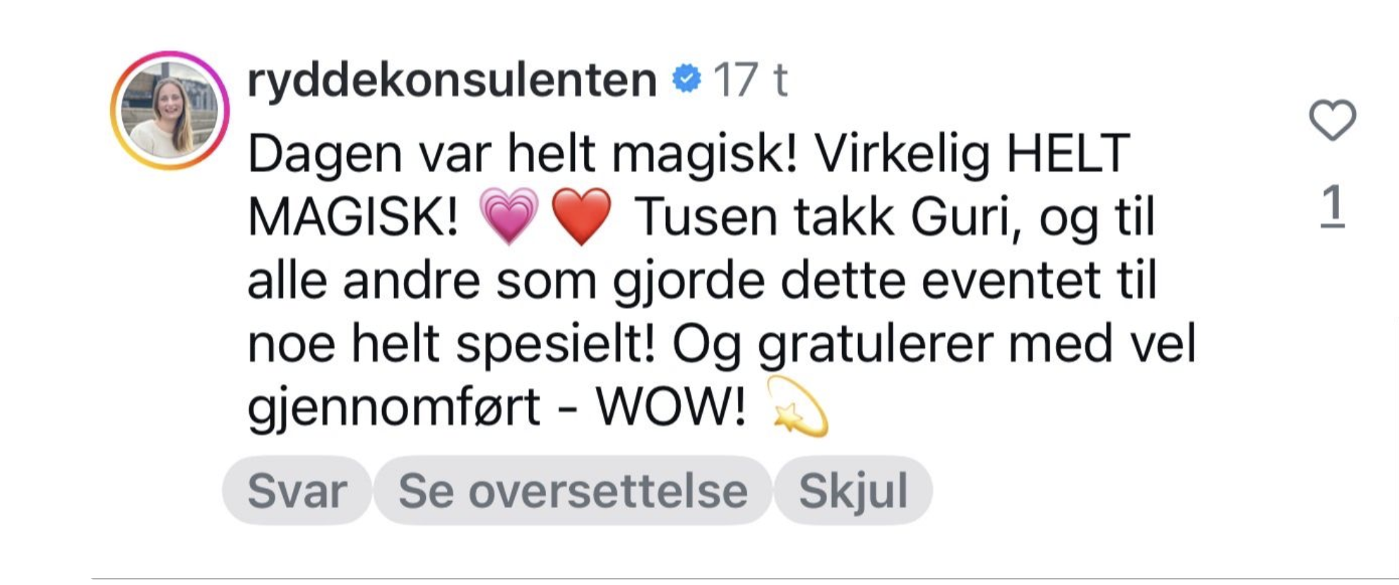 Tilbakemelding fra deltaker